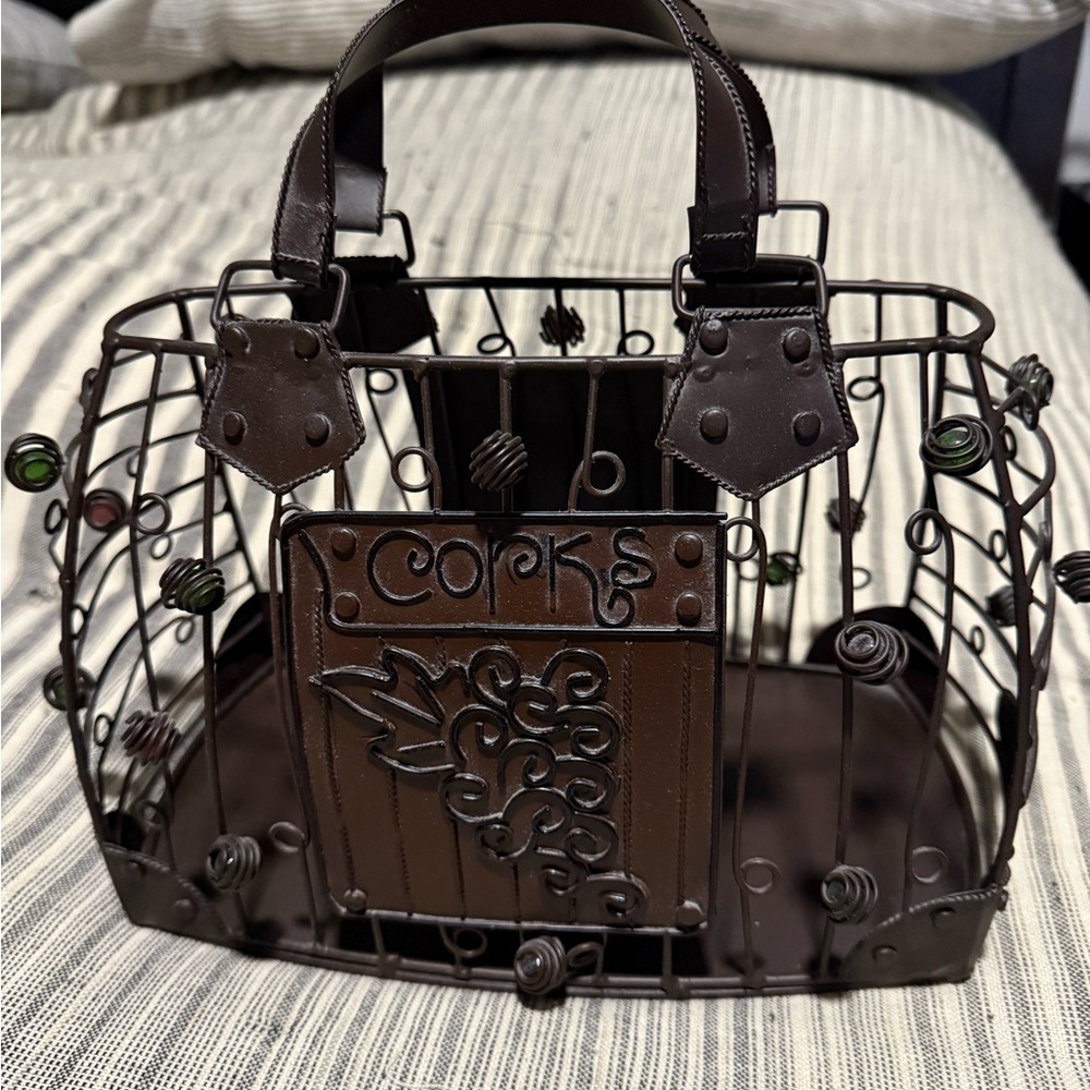 Brown Corks Wire Frame Bag